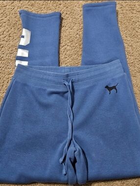 PINK Victoria's Secret Spellout Zip Ankle Fleece Lined Sweatpants Joggers